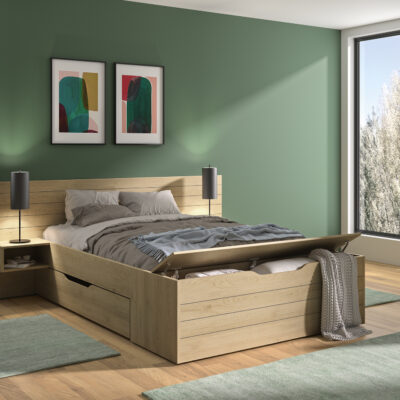 Delta κρεβάτι διπλό All-in-One με αποθηκευτικούς χώρους 217x221x90εκ. ( για στρώμα 140x190εκ. )  Blond Oak