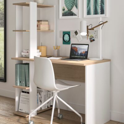 Homy Γραφείο με βιβλιοθήκη 115x60x75/148εκ. Natural Chestnut / Λευκό