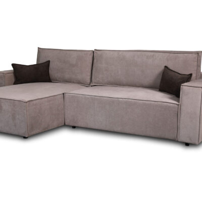 Charlotte Γωνιακός καναπές κρεβάτι με αποθηκευτικό χώρο 269x159x89εκ. Μπεζ Σκούρο/ Καφέ με αναστρέψιμη γωνία