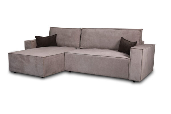 Charlotte Γωνιακός καναπές κρεβάτι με αποθηκευτικό χώρο 269x159x89εκ. Μπεζ Σκούρο/ Καφέ με αναστρέψιμη γωνία