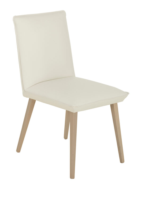 Pilo καρέκλα ξύλινη 46x61x88εκ. Λευκό τεχνόδερμα / Ανοιχτό δρυς πόδια
