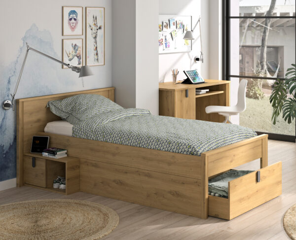 Lugano κρεβάτι με αποθηκευτικό χώρο 207x123x80εκ. (  για στρώμα 90x190εκ. ή 90x200εκ. ) Artisan Oak