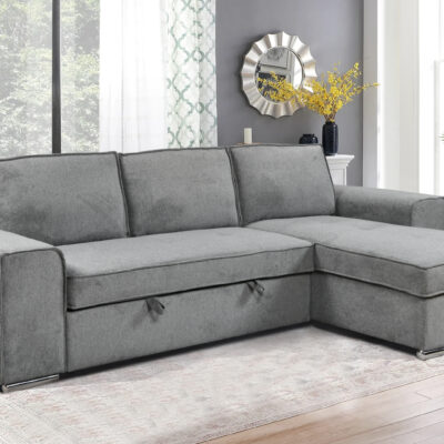 Merano γωνιακός καναπές κρεβάτι με αποθηκευτικό χώρο 272x164εκ. Ανοιχτό Γκρι με αναστρέψιμη γωνία