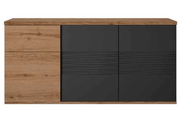 Otello μπουφές με 3 πόρτες και 1 συρτάρι 180x47x87εκ.  Helvezia Oak / Μαύρο