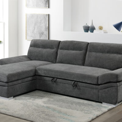 Morel Γωνιακός καναπές κρεβάτι με αποθηκευτικό χώρο 262x159x92εκ. Γκρι με αναστρέψιμη γωνία