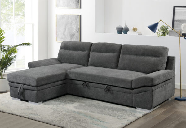 Morel Γωνιακός καναπές κρεβάτι με αποθηκευτικό χώρο 262x159x92εκ. Γκρι με αναστρέψιμη γωνία