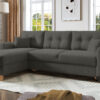 Fiona γωνιακός καναπές κρεβάτι 235x160εκ. με αποθηκευτικό χώρο Γκρι σκούρο με αναστρέψιμη γωνία