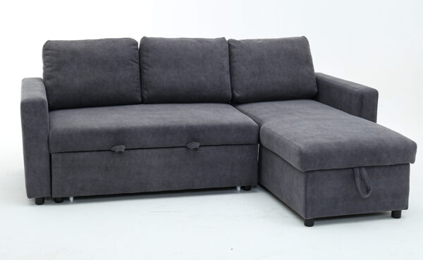 Baxter γωνιακός καναπές κρεβάτι με αποθηκευτικό χώρο 211x147x87εκ. Γκρι με αναστρέψιμη γωνία