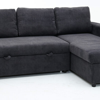 Baxter γωνιακός καναπές κρεβάτι με αποθηκευτικό χώρο 211x147x87εκ. Γκρι σκούρο με αναστρέψιμη γωνία