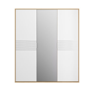 Otello ντουλάπα με 3 πόρτες και καθρέφτη 192x60x220εκ. Helvezia Oak / Λευκό