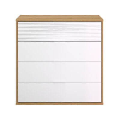 Otello συρταριέρα με 4 συρτάρια 106x45x103εκ. Helvezia Oak / Λευκό
