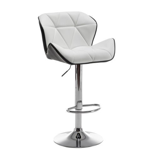 Σκαμπό Bar ArteLibre DRASH Με Πλάτη Πτυσσόμενο Λευκό/Μαύρο PU/Μέταλλο 54x52x87-109cm