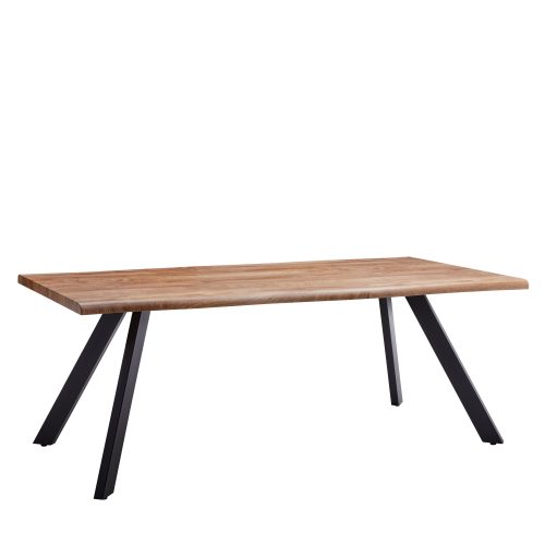 Τραπέζι Τραπεζαρίας ArteLibre AOSA Honey Maple/Μαύρο MDF/Μέταλλο 200x100x76cm