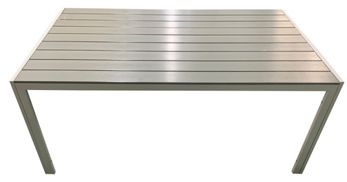 ΤΡΑΠΕΖΙ ΑΛΟΥΜΙΝΙΟΥ ΜΕ ΣΥΝΘΕΤΙΚΟ ΞΥΛΟ POLYWOOD -ΑΝΟΙΧΤΟ ΓΚΡΙ - ΔΙΑΣΤΑΣΕΙΣ: L160xW90xH74cm- ΔΙΑΤΙΘΕΤΑΙ  ΩΣ ΣΕΤ