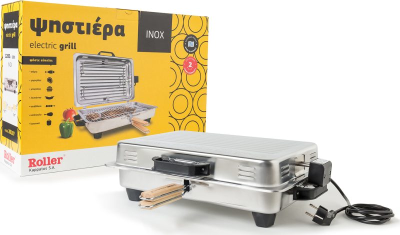 Roller Επιτραπέζια Ηλεκτρική Ψησταριά Σχάρας 1200W με Καπάκι 38x24.5εκ.