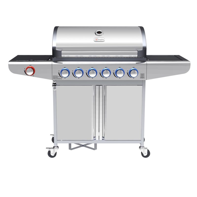 Campfire ΨΗΣΤΑΡΙΑ ΜΕ 6  ΚΑΥΣΤΗΡΕΣ & EXTRA ΕΣΤΙΑ  ΜΕ LED ΔΙΑΚΟΠΤΕΣ-ΙΝΟΧ