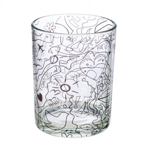 55937gilde-2 Ανεμοφωτιστικό 'Modern Art' Γυαλί Μαύρο/Διάφανο 12.5x10cm