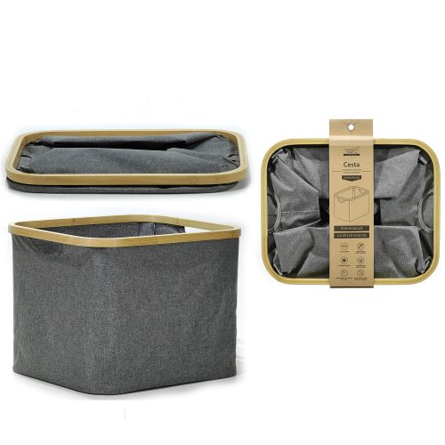 Καλάθι Γκρι Πολυεστέρας/Μπαμπού 41x33x30cm