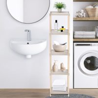 FIX-2011-5-1 Ραφιέρα δαπέδου πλαστική - ξύλινη χρώμα φυσικό - μπεζ 28x25x137εκ.