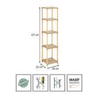 FIX-2011-5-2 Ραφιέρα δαπέδου πλαστική - ξύλινη χρώμα φυσικό - μπεζ 28x25x137εκ.