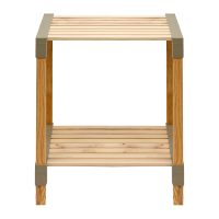 Τραπεζάκι βοηθητικό - κομοδίνο ξύλινο - πλαστικό χρώμα φυσικό - μπεζ 41x33x45εκ.