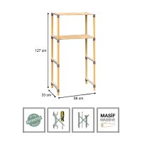 FIX-2016-2-2 Έπιπλο πλυντηρίου ξύλινο - πλαστικό χρώμα φυσικό 66x33x127εκ.