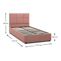 GP002-00061-8 Κρεβάτι Kingston Megapap βελούδινο με αποθηκευτικό χώρο χρώμα melon pink 120x200εκ.