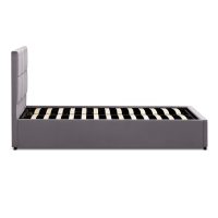 GP002-00062-5 Κρεβάτι Kingston Megapap βελούδινο με αποθηκευτικό χώρο χρώμα γκρι 120x200εκ.