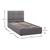 GP002-00062-8 Κρεβάτι Kingston Megapap βελούδινο με αποθηκευτικό χώρο χρώμα γκρι 120x200εκ.