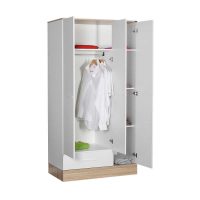 Ντουλάπα ρούχων Base Megapap τρίφυλλη με συρτάρια χρώμα λευκό - sonoma 103x52x198εκ.