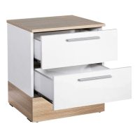 Κομοδίνo Base Megapap χρώμα λευκό - sonoma 45x40x52εκ.