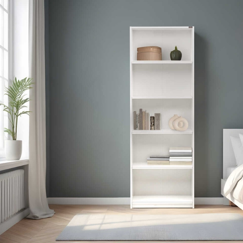 Βιβλιοθήκη Max Megapap χρώμα λευκό 58x23x170εκ.