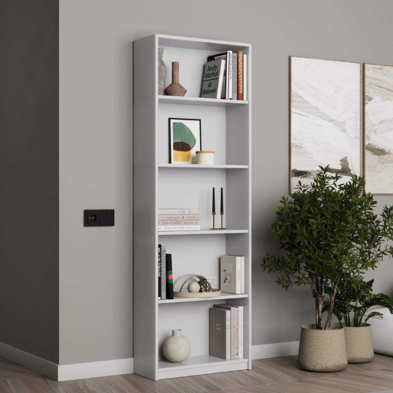 Βιβλιοθήκη Max Megapap χρώμα λευκό 58x23x170εκ.