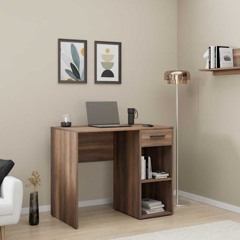 GP009-0043-1 Γραφείο εργασίας Concept Megapap χρώμα καρυδί 90x52x75εκ.