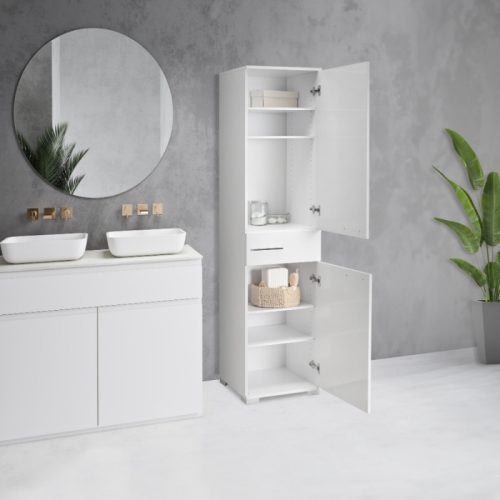 Ντουλάπα ρούχων - παπουτσοθήκη 12 ζεύγων Diamond Megapap μονόφυλλη χρώμα λευκό gloss 45x40x187εκ.