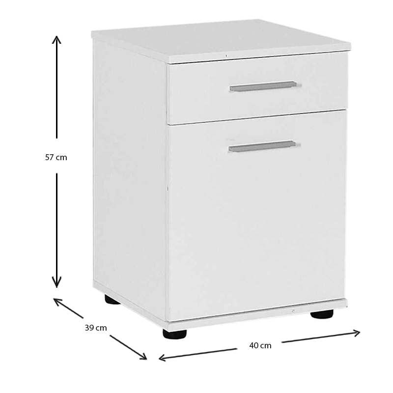 Κομοδίνο - Συρταριέρα γραφείου Trendline Megapap χρώμα λευκό 40x39x57εκ.