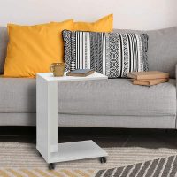 Τραπεζάκι βοηθητικό C-Shaped Megapap χρώμα λευκό gloss 35x45x65εκ.