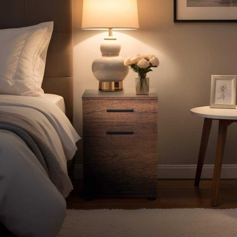 Κομοδίνο - Συρταριέρα γραφείου Trendline Megapap χρώμα καρυδί 40x39x57εκ.