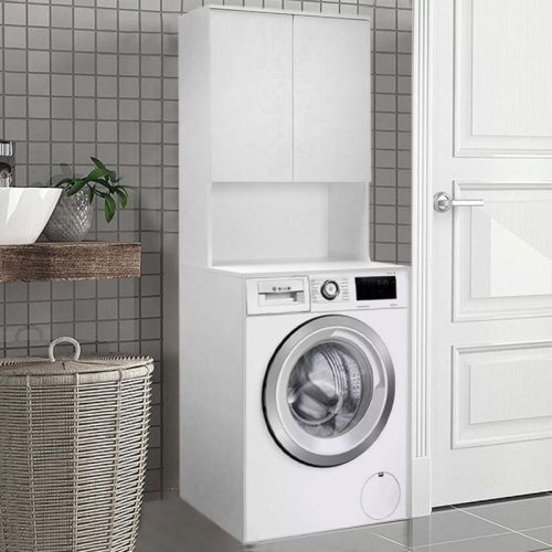 Έπιπλο πλυντηρίου Ceza Megapap χρώμα λευκό 65x60x182εκ.