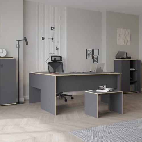 GP009-0238-1 Γραφείο διευθυντικό Rio Megapap γωνιακό αναστρέψιμο χρώμα ανθρακί 160x144x75εκ.