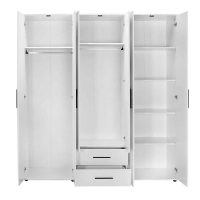 GP009-02471-3 Ντουλάπα ρούχων Bianco Megapap εξάφυλλη με συρτάρια χρώμα λευκό 206x52x213εκ.