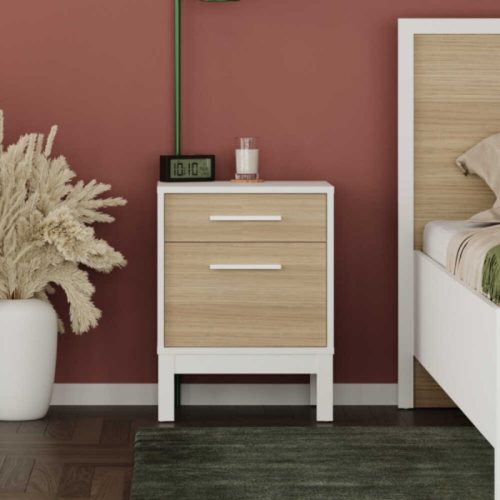 GP009-02541-1 Κομοδίνο London Megapap χρώμα λευκό - oak 45x41x60εκ.