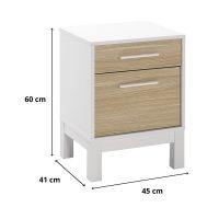 Κομοδίνο London Megapap χρώμα λευκό - oak 45x41x60εκ.