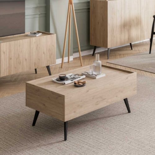 GP009-02711-1 Τραπεζάκι σαλονιού Luna Megapap χρώμα florida oak 102x61x44εκ.