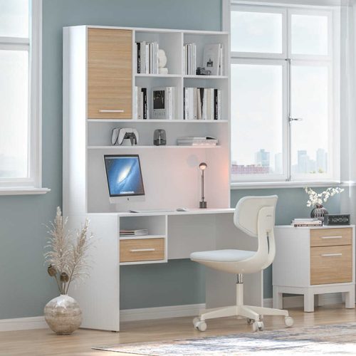 GP009-02791-1 Γραφείο εργασίας London Megapap χρώμα λευκό - oak 120x60x196εκ.