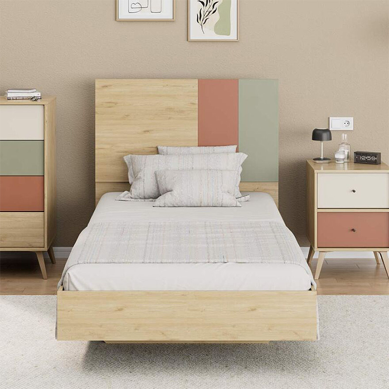 GP009-02891-2 Κρεβάτι Terra Megapap χρώμα florida oak 100x200εκ.