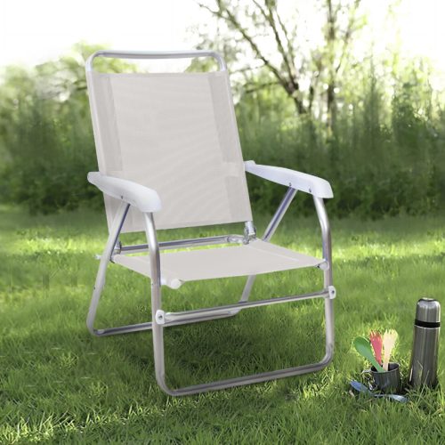 GP010-00701-1 Καρεκλάκι παραλίας Alu Megapap αλουμινίου χρώμα λευκό 54x52x80εκ.