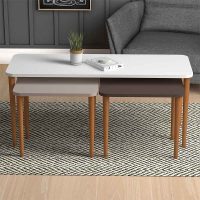 GP022-00202-2 Τραπεζάκι σαλονιού και βοηθητικά τραπεζάκια Omega Megapap χρώμα λευκό - cappuccino - καφέ