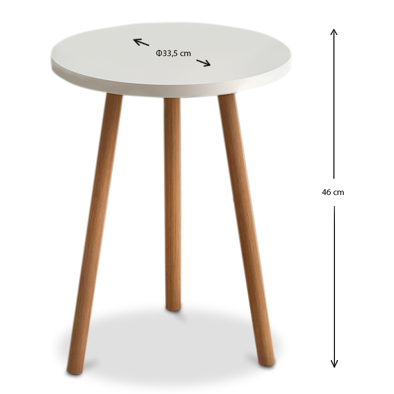 Βοηθητικό τραπεζάκι Roma Megapap χρώμα λευκό 33,5x33,5x46εκ.