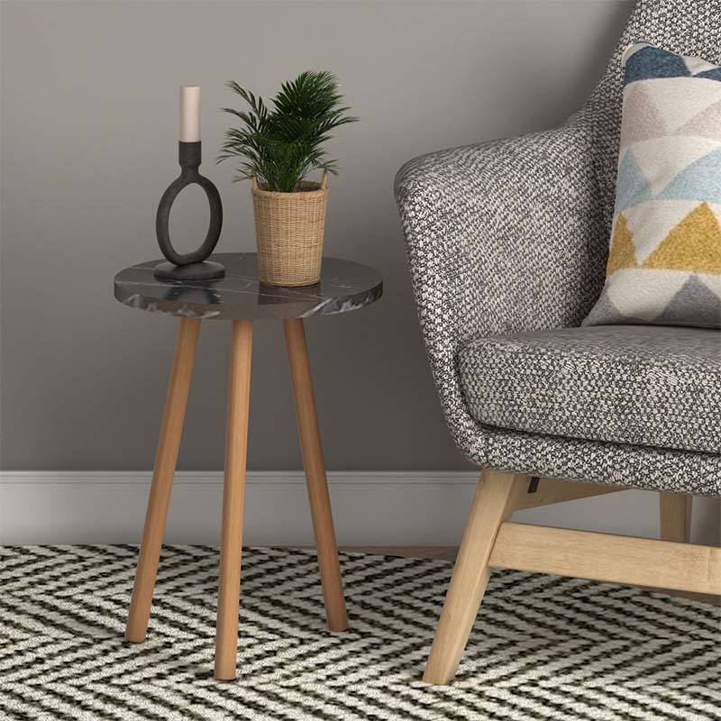 Τραπεζάκι βοηθητικό Roma Megapap χρώμα μαύρο εφέ μαρμάρου 33,5x33,5x46εκ.